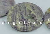 CFJ04 15.5 inches 40mm flat round natural purple flower stone beads