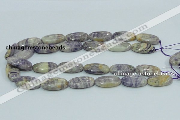 CFJ05 15.5 inches 15*30mm oval natural purple flower stone beads