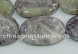 CFJ06 15.5 inches 22*30mm oval natural purple flower stone beads