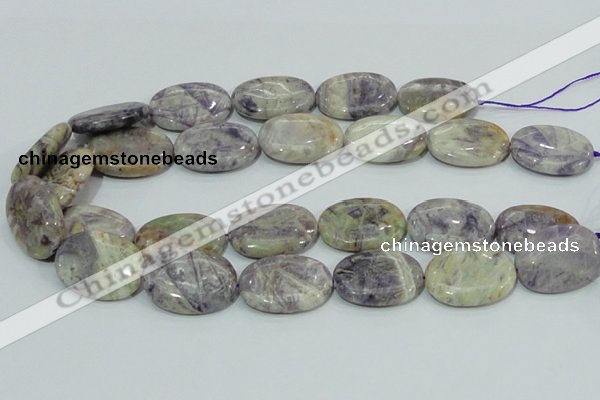 CFJ06 15.5 inches 22*30mm oval natural purple flower stone beads