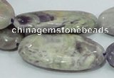 CFJ07 15.5 inches 20*40mm oval natural purple flower stone beads