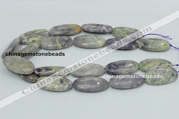 CFJ07 15.5 inches 20*40mm oval natural purple flower stone beads