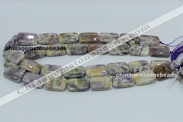 CFJ08 15.5 inches 18*25mm rectangle natural purple flower stone beads