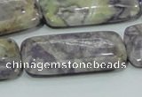 CFJ09 15.5 inches 20*40mm rectangle natural purple flower stone beads