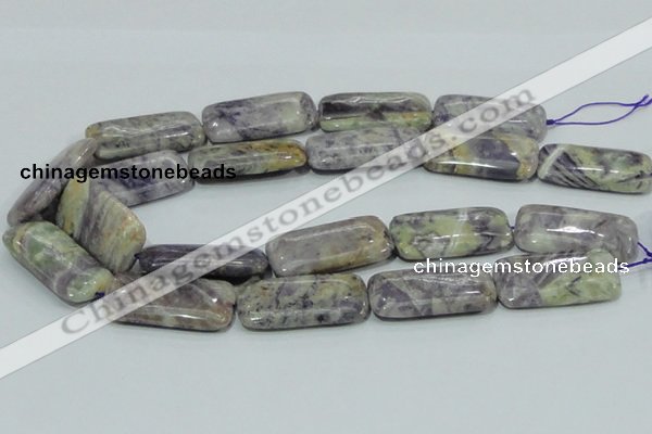 CFJ09 15.5 inches 20*40mm rectangle natural purple flower stone beads