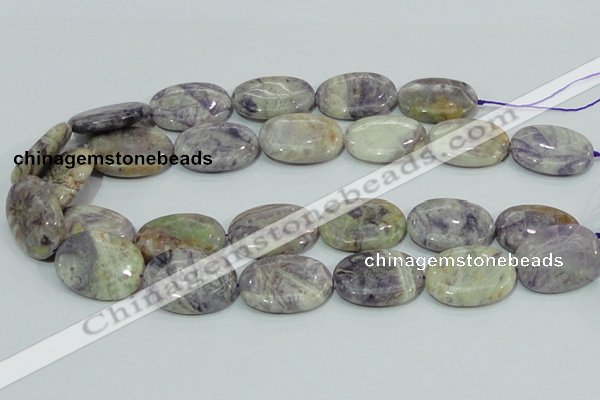 CFJ12 15.5 inches 13*18mm oval natural purple flower stone beads