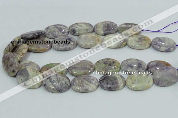 CFJ14 15.5 inches 18*25mm oval natural purple flower stone beads