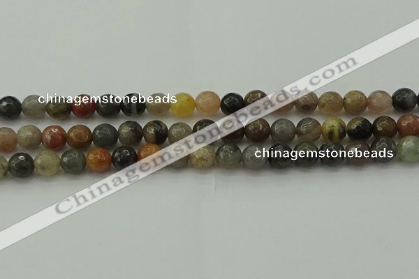 CFJ212 15.5 inches 8mm faceted round fancy jasper beads wholesale