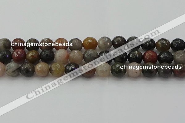 CFJ214 15.5 inches 12mm faceted round fancy jasper beads wholesale