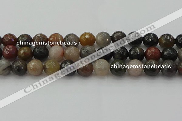 CFJ215 15.5 inches 14mm faceted round fancy jasper beads wholesale