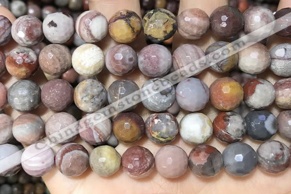 CFJ254 15.5 inches 12mm faceted round fantasy jasper beads wholesale