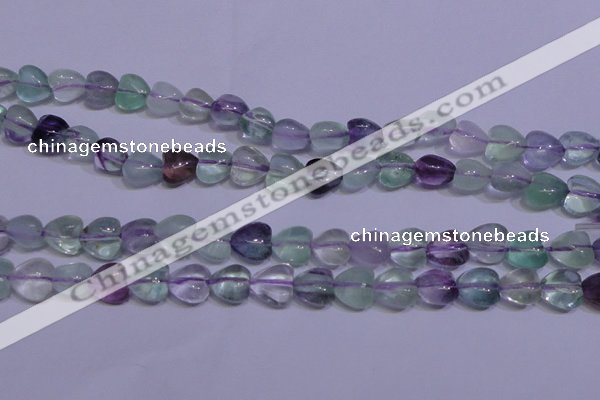 CFL1052 15 inches 10*10mm heart natural fluorite gemstone beads