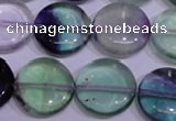 CFL1065 15 inches 18mm flat round natural fluorite gemstone beads