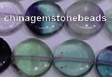 CFL1066 15 inches 20mm flat round natural fluorite gemstone beads