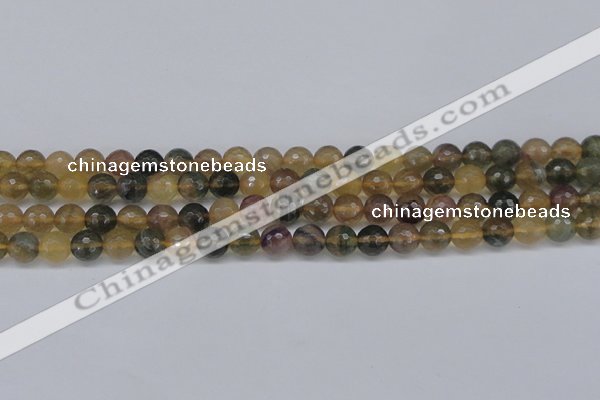 CFL1113 15.5 inches 10mm faceted round yellow fluorite gemstone beads