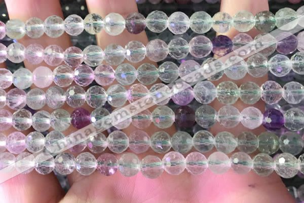 CFL1140 15.5 inches 6mm faceted round fluorite gemstone beads