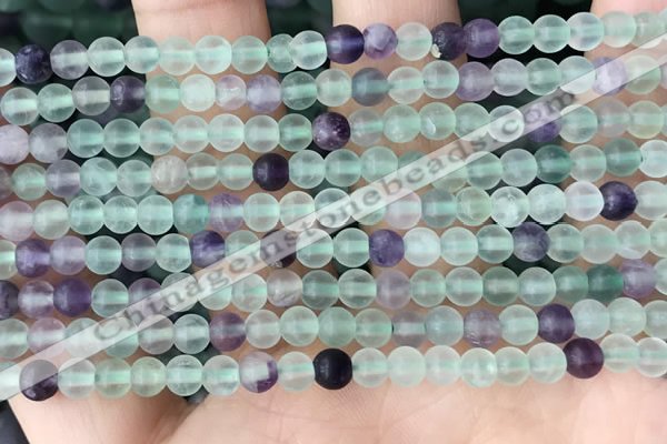 CFL1145 15.5 inches 4mm round matte fluorite beads wholesale