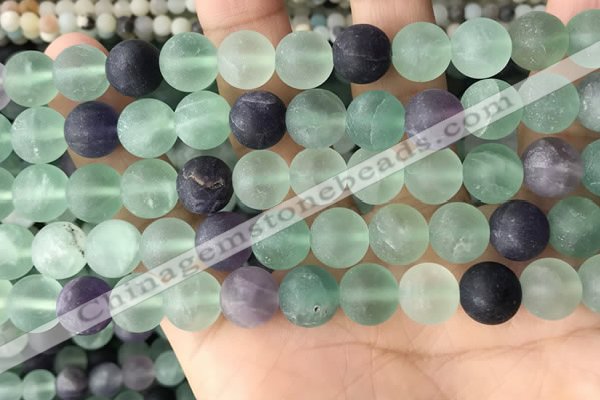 CFL1148 15.5 inches 10mm round matte fluorite beads wholesale