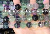 CLF1158 15.5 inches 12mm faceetd round fluorite gemstone beads