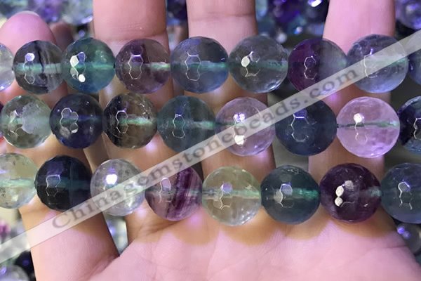 CLF1159 15.5 inches 14mm faceetd round fluorite gemstone beads