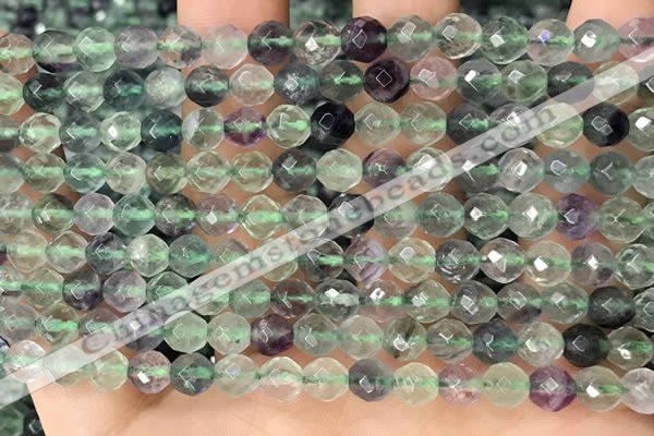 CLF1161 15.5 inches 6mm faceetd round fluorite gemstone beads