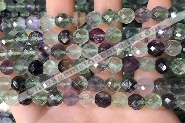 CLF1162 15.5 inches 8mm faceetd round fluorite gemstone beads