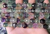 CLF1163 15.5 inches 10mm faceetd round fluorite gemstone beads