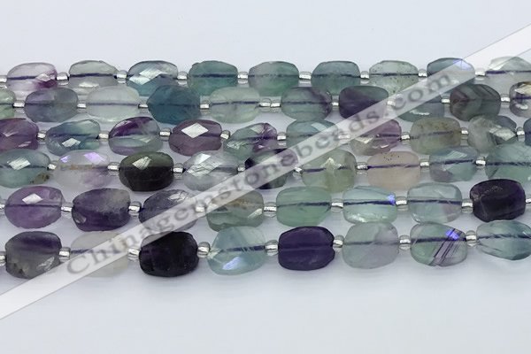 CFL1232 15.5 inches 8*10mm faceted rectangle fluorite beads