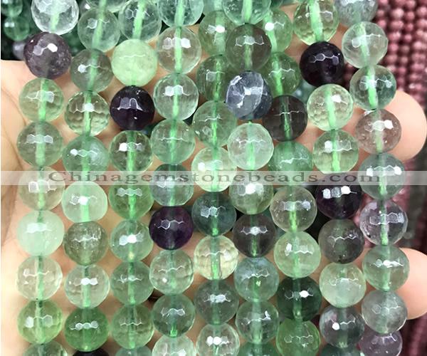 CFL1264 15 inches 10mm faceted round fluorite beads wholesale