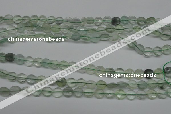 CFL131 15.5 inches 8mm faceted coin green fluorite beads