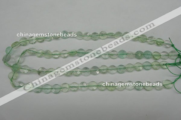 CFL132 15.5 inches 10mm faceted coin green fluorite beads