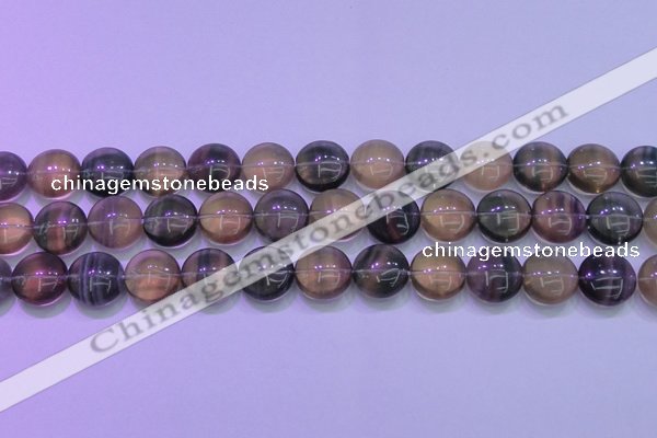 CFL1334 15.5 inches 15mm flat round purple fluorite gemstone beads