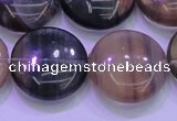 CFL1337 15.5 inches 20mm flat round purple fluorite gemstone beads