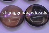 CFL1338 15.5 inches 25mm flat round purple fluorite gemstone beads