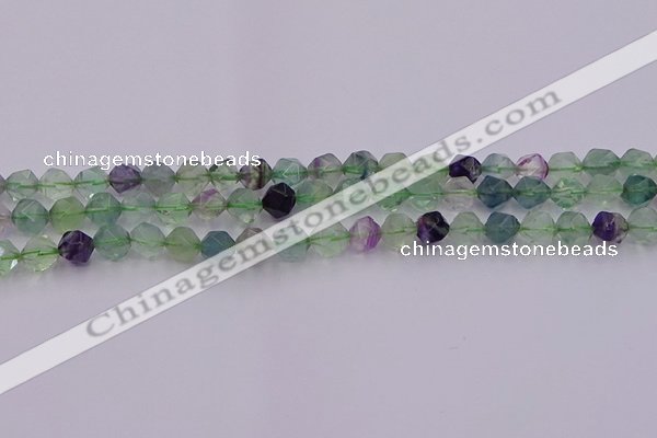 CFL1407 15.5 inches 8mm faceted nuggets fluorite gemstone beads