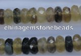 CFL143 15.5 inches 6*12mm faceted rondelle yellow fluorite beads