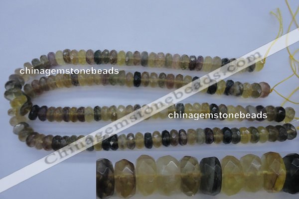 CFL143 15.5 inches 6*12mm faceted rondelle yellow fluorite beads