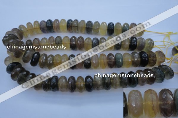 CFL144 15.5 inches 10*20mm faceted rondelle yellow fluorite beads