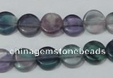 CFL163 15.5 inches 12mm coin natural fluorite beads wholesale