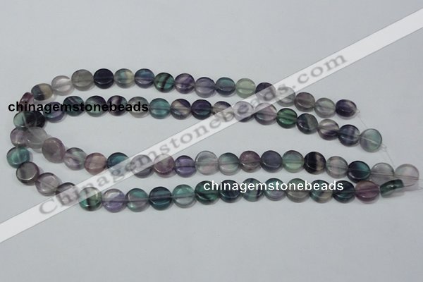 CFL163 15.5 inches 12mm coin natural fluorite beads wholesale