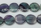 CFL164 15.5 inches 14mm coin natural fluorite beads wholesale