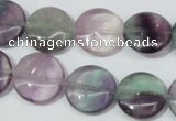 CFL165 15.5 inches 16mm flat round natural fluorite beads wholesale