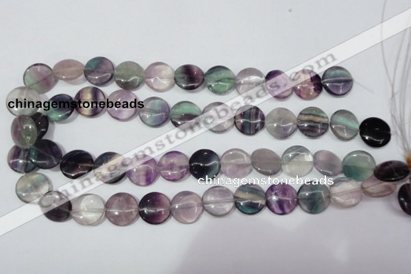 CFL165 15.5 inches 16mm flat round natural fluorite beads wholesale