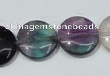 CFL167 15.5 inches 20mm flat round natural fluorite beads wholesale