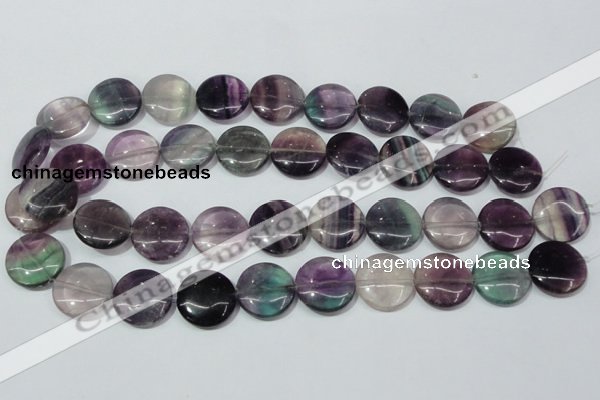 CFL167 15.5 inches 20mm flat round natural fluorite beads wholesale