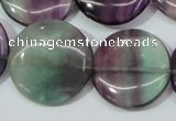 CFL168 15.5 inches 25mm flat round natural fluorite beads wholesale