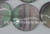 CFL169 15.5 inches 30mm flat round natural fluorite beads wholesale