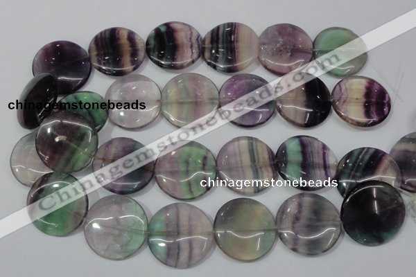 CFL169 15.5 inches 30mm flat round natural fluorite beads wholesale