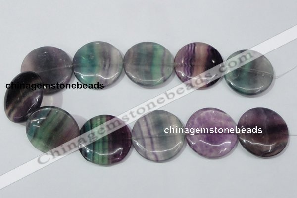 CFL170 15.5 inches 35mm flat round natural fluorite beads wholesale