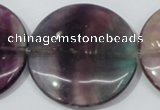 CFL171 15.5 inches 40mm flat round natural fluorite beads wholesale